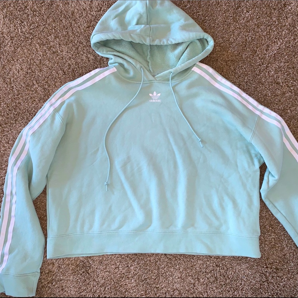 Adidas women’s mint cropped hoodie (Size- M)